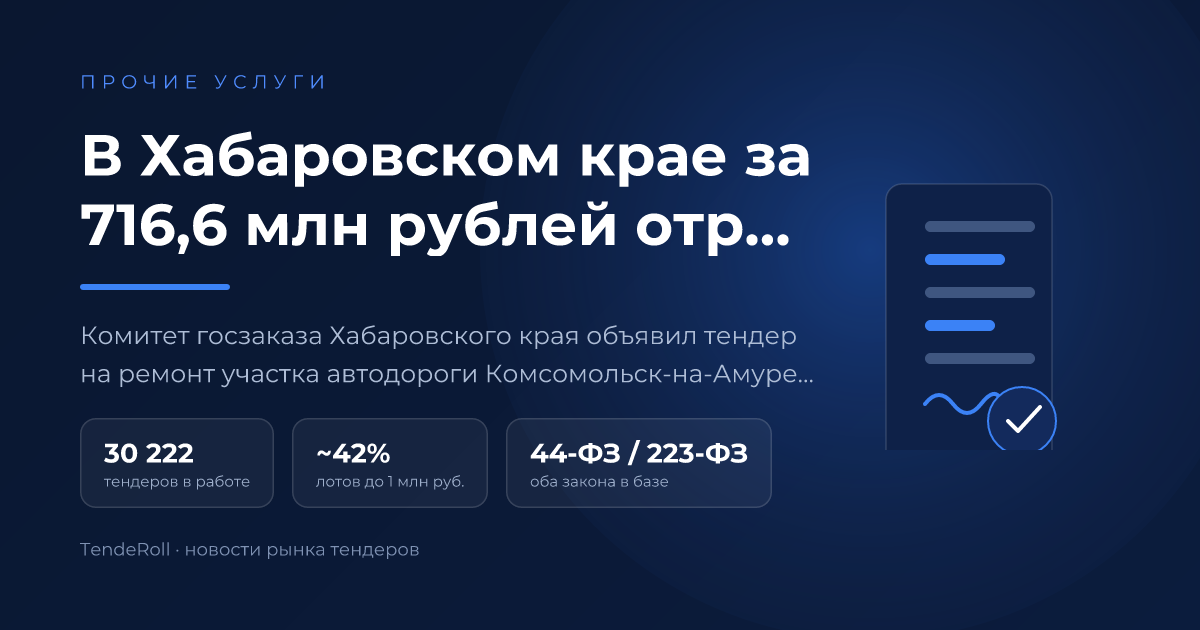 В Хабаровском крае за 716,6 млн рублей отремонтируют участок дороги Комсомольск-на-Амуре — Амурск