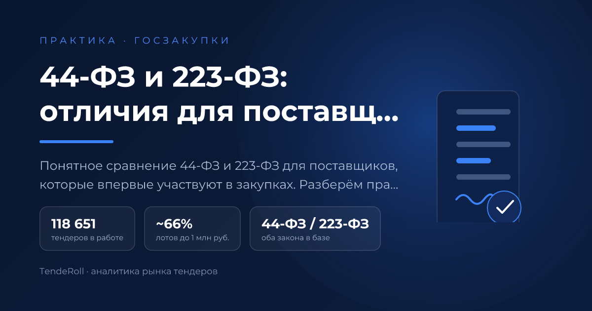44-ФЗ и 223-ФЗ: отличия для поставщика без опыта