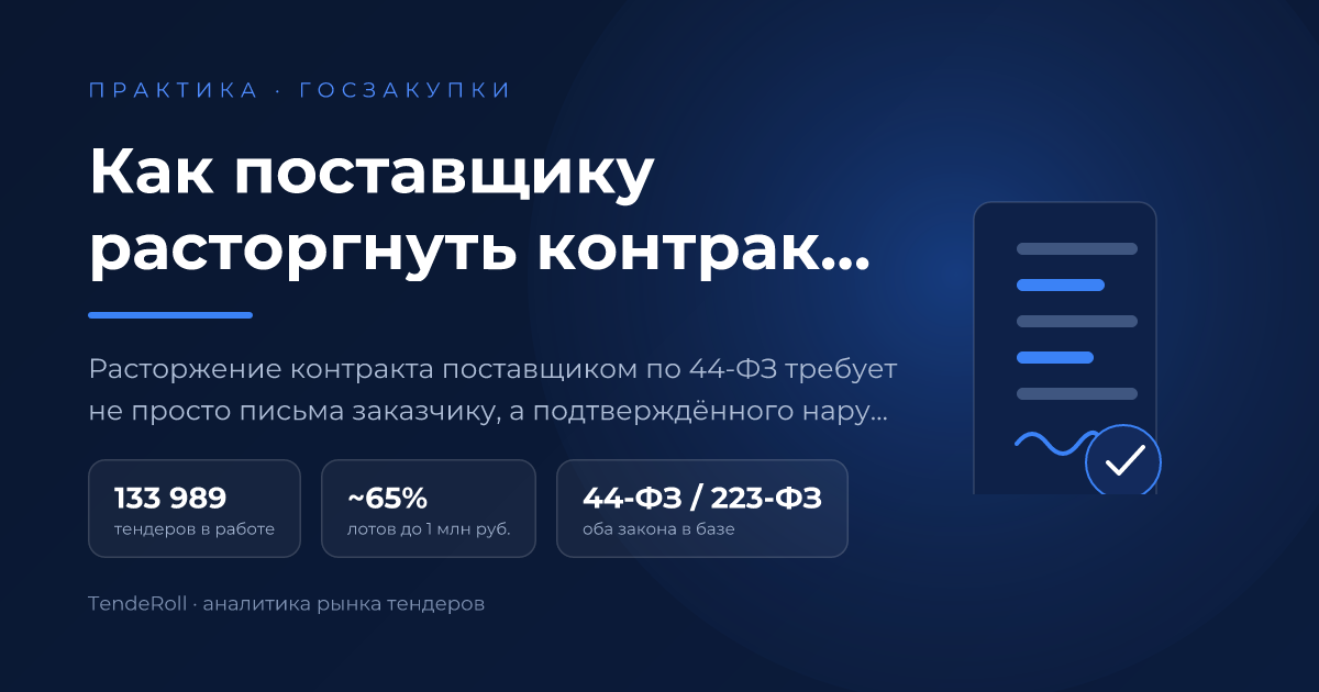 Как поставщику расторгнуть контракт по 44-ФЗ и не попасть в РНП