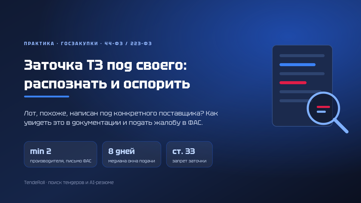 Тендер заточен под чужого: 4 признака и как развернуть закупку через ФАС